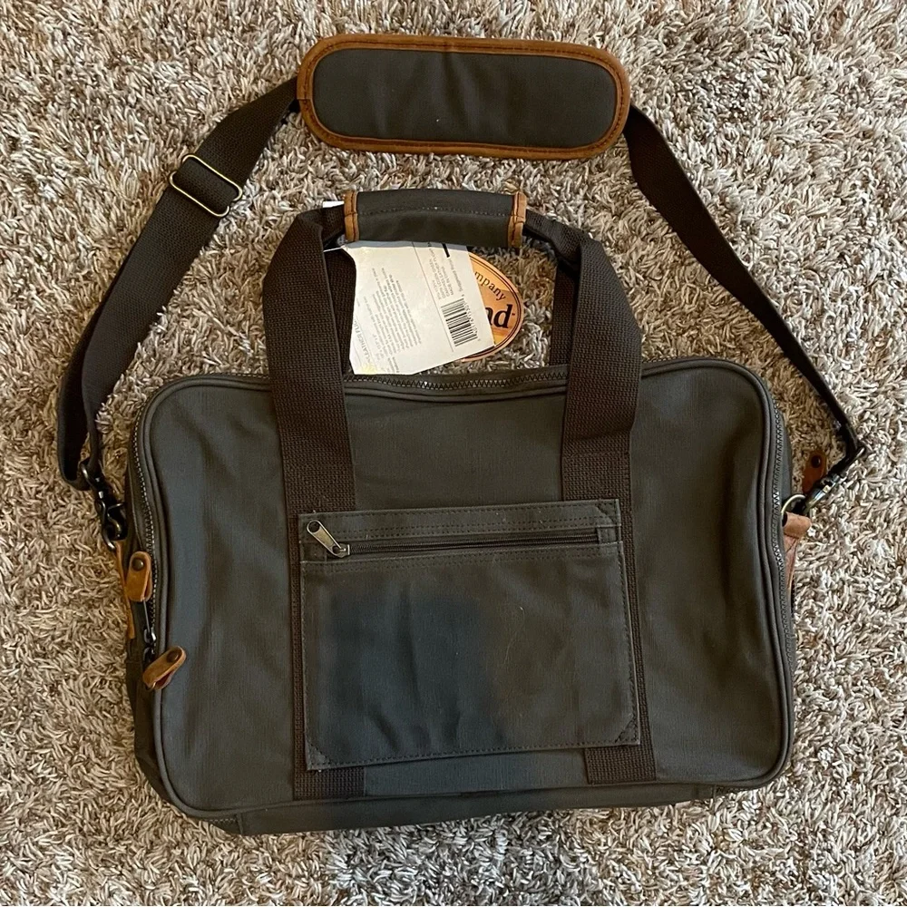 Vintage High Sierra Canvas Leather Trim Laptop Messenger Bag Green Unisex NWT